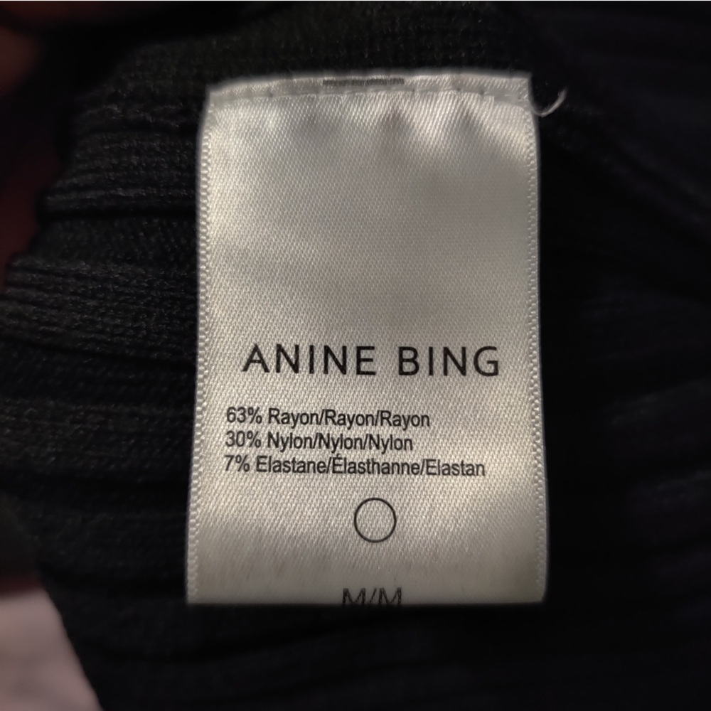 Anine Bing Joslyn Midi Dress Black Long Sleeve Knit Sweater Button Front Ribbed - Picture 5 of 7